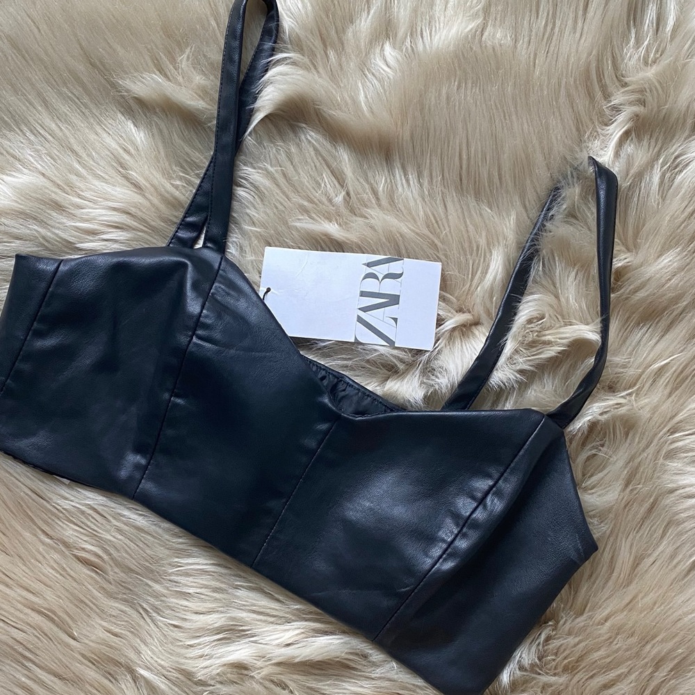 NWT Faux Leather Crop Top
